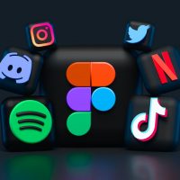 Social media logos together on black background